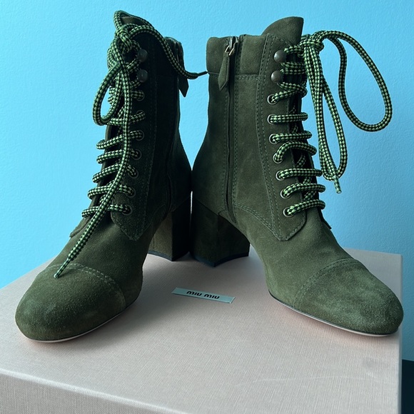 Miu miu hiker boots, green suede, size 36, brand new - Picture 2 of 9